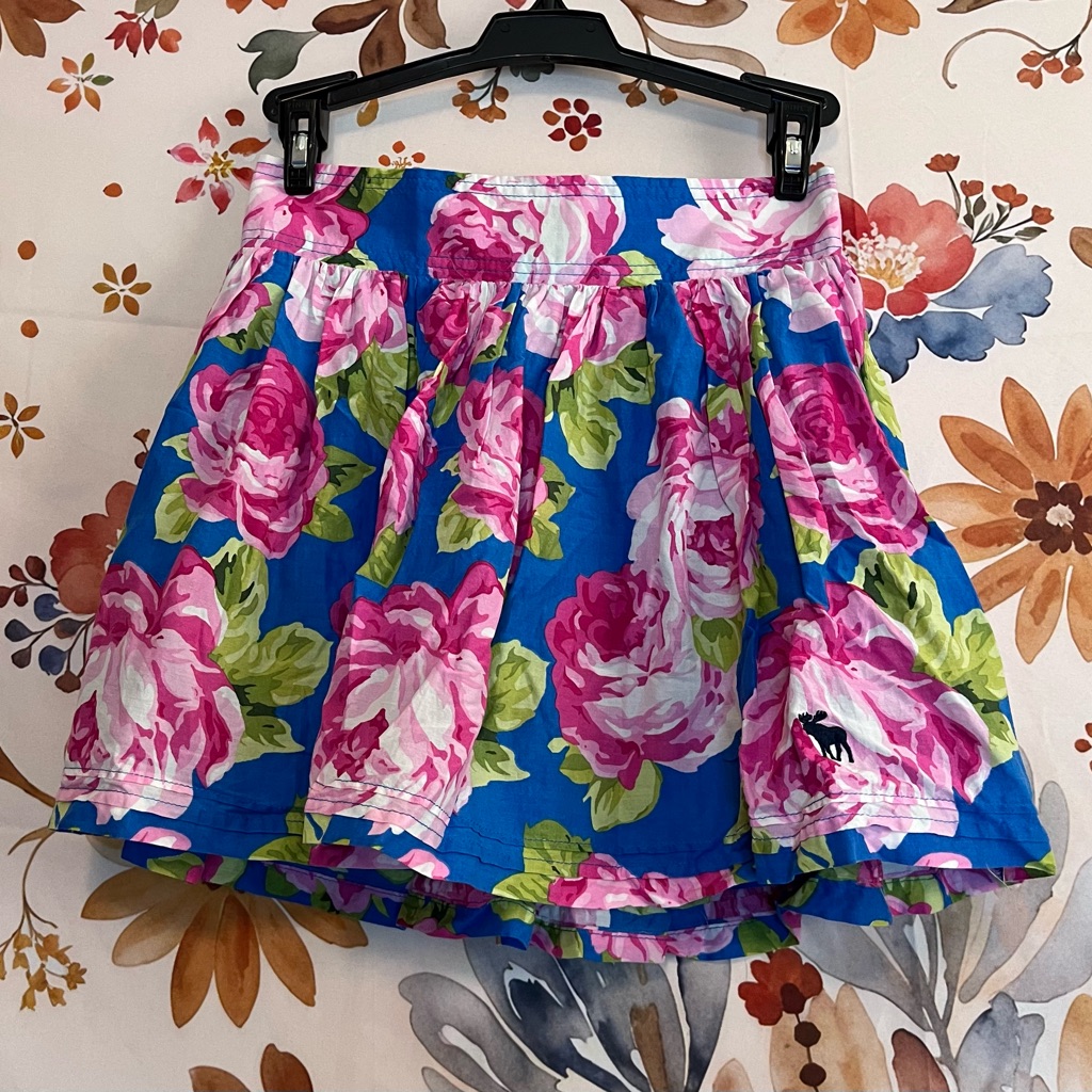 Abercrombie And Fitch Jrs Small Blue Pink Floral Aurora Disneybound Cute Skirt